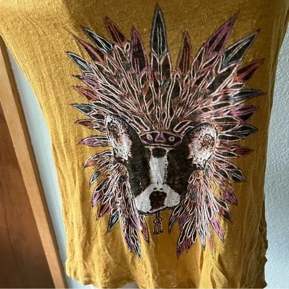 COMPTOIR DES COTONNIERS sz S Linen Yellow Tank Top French Bulldog Dog - Picture 8 of 8